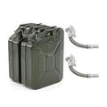 YORKING 2pcs Metal Jerry Can 20L Olive Green Metal Petrol Cans Container Store with 2 Spout for Fuel Oil Petrol Diesel