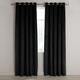 Aspire Homeware Black Eyelet Curtains 90x90 (2 Panels) with Tie Backs - Fully Lined Velvet Curtains for Bedroom, Window Curtain for Living Room (228cm x 228cm)