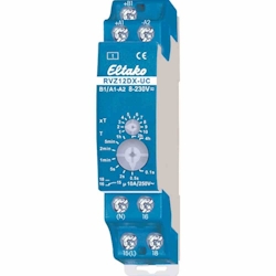 Eltako Zeitrelais REG, 8-230V, AC/DC, analog mit Einzelfunktion, Rückfallverzögerung, 0,1-40Minuten/Stunden, 1TE, 1W, 8-230V/AC/DC, RVZ12DX-UC Image