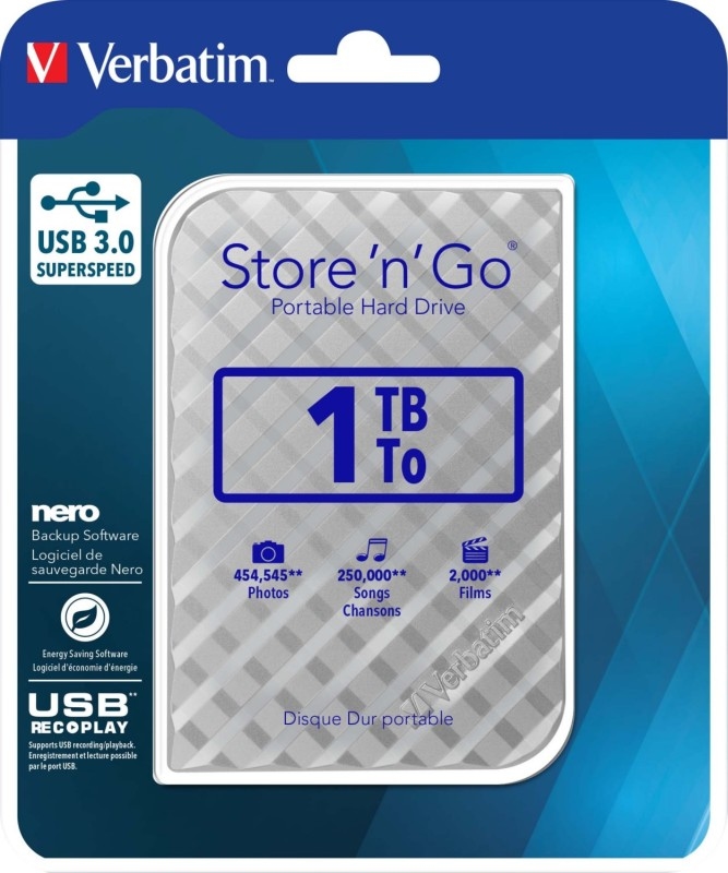 Verbatim Store 'n' Go Portable Festplatte 1 TB extern USB 3.0 Silber Image
