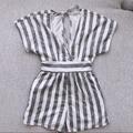 American Eagle Outfitters Pants & Jumpsuits | American Eagle Striped Romper Size Xs | Color: Blue/White | Size: Xs