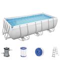 Bestway Power Steel Frame Pool-Set mit Filterpumpe 404 x 201 x 100 cm , lichtgrau, eckig