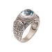 Woven Vine,'Blue Topaz Weave Motif Single Stone Ring from Bali'