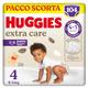 Huggies Extra Care Nappy Size 4 (9-14 kg), 4 Packs of 26 Nappies - 4280g