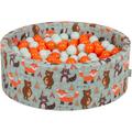 90X30cm/200 Balles ∅ 7Cm Piscine à Balles Pour Bébé Rond Fabriqué En ue, Renard-Vert:Orange/Menthe