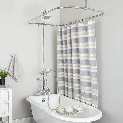 Randolph Morris 60 Inch Deck Mount Clawfoot Tub Shower Enclosure with Gooseneck Faucet and Sunflower Shower Head RM731S-60C