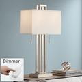 Possini Euro Rectangle 30" Brushed Nickel Modern Lamp with Dimmer