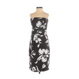 White House Black Market Cocktail Dress Strapless Strapless: Black Floral Motif Dresses - Women's Size 00