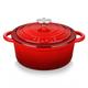 Velaze Casserole Dish Cast Iron Braising Pan Oval, Classic Red Enamel Dutch Oven, Non Stick Enamel Coating, Good Sealing, Lightweight, for All Heat Source, Pot's Body Cast Iron Soup Pot 2.5 L