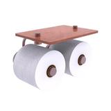 Charlton Home® Beresford Wall Mount Toilet Paper Holder w/ Wood Shelf Metal in Brown | 5 H x 8.5 W x 7.4 D in | Wayfair WP-24-2S-IRW-CA