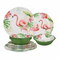 Bayou Breeze Zaniyah Flamingo 12 Piece Melamine Dinnerware Set, Service for 4 Melamine in Pink | Wayfair 8A9B788F3CF1433EA700FDB348527E9F