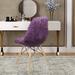 Corrigan Studio® Briggs Solid Wood Vanity Stool Faux Fur/Wood/Upholstered in Indigo | 32 H x 20.9 W x 18 D in | Wayfair