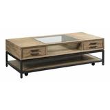 17 Stories Tackitt Floor Shelf Coffee Table w/ Storage Wood/Metal in Brown/Gray | 17 H x 54 W x 26 D in | Wayfair 7CB5EE3EB41C4E2DBDCDF89FB392827F
