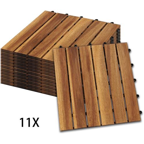 Vingo – Holzfliesen Terrassenfliesen Fliesen Platten Klickfliese Mosaik 11 Stück 1m² 30×30 cm
