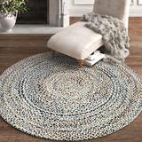 Blue/Brown 96 x 0.2 in Area Rug - Kelly Clarkson Home Vannes Abstract Hand Braided Cotton Tan/Gold/Blue Area Rug Cotton | 96 W x 0.2 D in | Wayfair