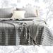 Ebern Designs Kilgellon Stonewashed Reversible Quilt Set Microfiber in Gray | Oversized King Quilt + 2 King Shams | Wayfair