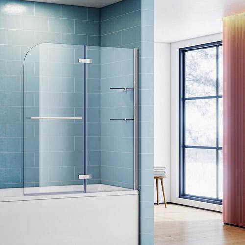 Sonni – 120cm Badewannenaufsatz Faltwand 2-teilig Duschwand esg Glas Duschabtrennung