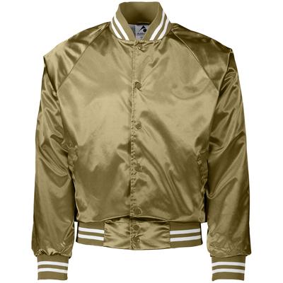 Augusta Sportswear 3610 Satin Baseball Jacket/Striped Trim in Metallic Gold/White size XL | Nylon