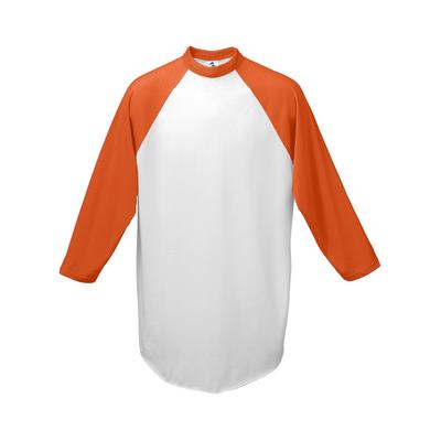 Augusta Sportswear AG4420 Athletic Baseball 3/4 Sleeve Top 2.0 in White/Orange size Medium | Cotton Polyester 4420