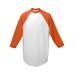 Augusta Sportswear AG4420 Athletic Adult 3/4-Sleeve Baseball Jersey T-Shirt in White/Orange size Large | Cotton Polyester 4420