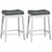 Costway Set of 2 24-Inch Height Backless Counter Stool with Footrest-White