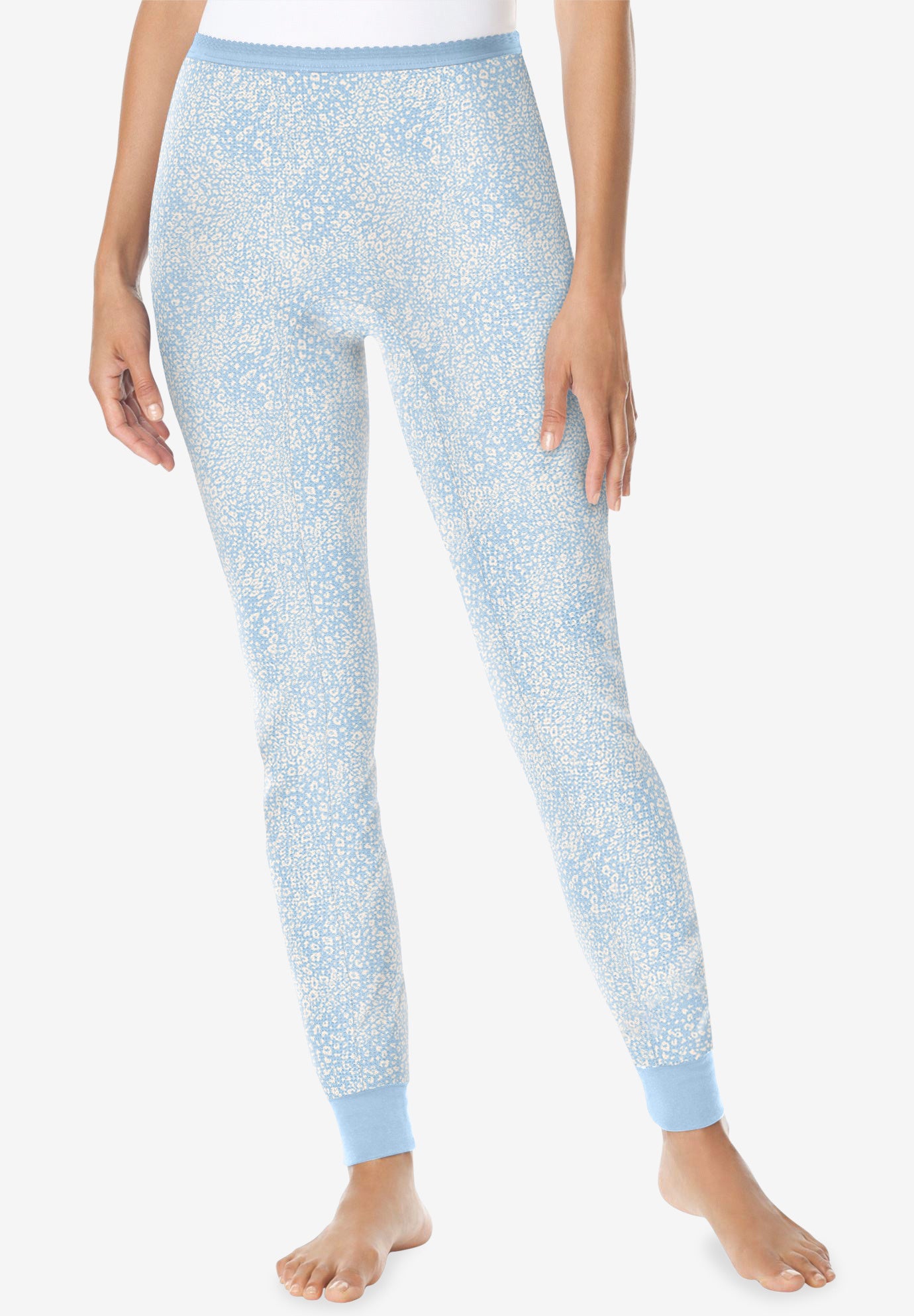 Plus Size Women's Thermal Pant by Comfort Choice in Pastel Blue Animal (Size L) Long Underwear Bottoms