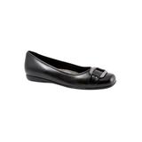 Extra Wide Width Women's Sizzle Signature Leather Ballet Flat by Trotters® in Black Leather (Size 7 1/2 WW)