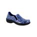 Extra Wide Width Women's Bind Slip-Ons by Easy Works by Easy Street® in Blue Mosaic Pattern (Size 9 WW)