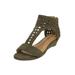 Wide Width Women's The Harper Sandal by Comfortview in Dark Olive (Size 11 W)