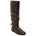 Wide Width Women's The Arya Wide Calf Boot by Comfortview in Brown (Size 7 1/2 W)
