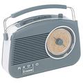 Steepletone Brighton Mk2 Shabby Chic Nostalgic Retro Radio (1950's Style), Mains Electric/Battery Powered. Rotary Radio FM & AM (MW + LW). Mobile Smart Phone Music Playback (Mains Lead Inc) - Grey