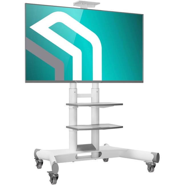 ONKRON TV Ständer rollbar für 40-70 Zoll, bis 45,5 kg, höhenverstellbar, VESA 100x100 bis 600x400, mobiler TV Ständer mit Rollen, Weiß TS1552-W Image