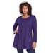 Plus Size Women's Long-Sleeve Two-Pocket Soft Knit Tunic by Roaman's in Midnight Violet (Size 3X) Shirt
