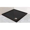 Diamond Low Profile 35mm Square Stone Resin Black Matt Shower Tray Various Sizes Inc FREE Shower Waste (800x800)