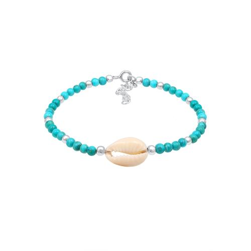 Nenalina - Kauri Muschel Howlith Kugel Bunt Strand 925 Silber Armbänder & Armreife 1 ct Damen