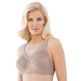 Plus Size Women's Magic Lift® Embroidered Wireless Bra by Glamorise in Taupe (Size 50 G)