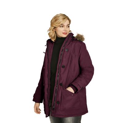 Plus Size Women's Faux Fur Trim Parka by ellos in Midnight Berry (Size 2X)