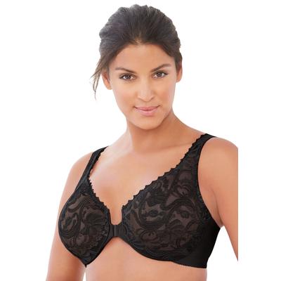 Plus Size Women's Glamorise® Wonderwire® Stretch Lace Front-Close Underwire Bra by Glamorise in Black (Size 40 B)
