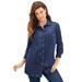 Plus Size Women's Olivia Denim Big Shirt by Roaman's in Dark Wash (Size 26 W) Bigshirt