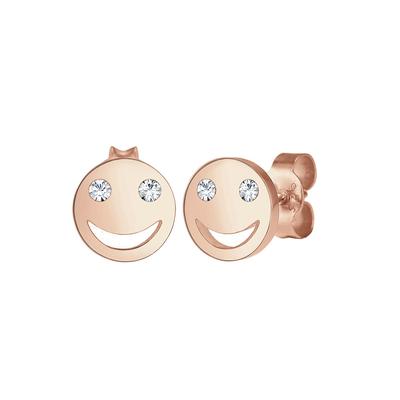 Elli - mit Happy Smiling Face Kristalle 925 Silber Ohrringe Damen