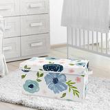 Sweet Jojo Designs Watercolor Floral Toy Box in Blue/Black | 11 H x 21 W x 10.5 D in | Wayfair ToyBin-WatercolorFloral-PK-BU-PRT