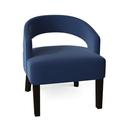 Barrel Chair - Poshbin Carly 27" Wide Barrel Chair Polyester/Velvet in Blue/Brown | 31 H x 27 W x 27 D in | Wayfair 1053-KleinMarine-DarkBrown