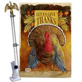 Breeze Decor Let Us Give Thanks 2-Sided Polyester 40 x 28 in. Flag Set in Brown/Yellow | 40 H x 28 W x 4 D in | Wayfair