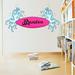 Zoomie Kids Surfer w/ Name Custom Surfboard Wall Decal Vinyl in Pink | 25 H x 50 W in | Wayfair D420F91142214EDC87C94046ECA130F2