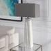 Orren Ellis Evony 36" White Table Lamp Ceramic/Fabric in Gray/White | 36 H x 19 W x 11 D in | Wayfair A70FF9F077D2404E9CB0588487F37542