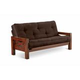 Red Barrel Studio® Full 84" Wide Tufted Back Futon & Mattress Wood/Metal/Solid Wood/Polyester in Brown | 40 H x 84 W x 43 D in | Wayfair