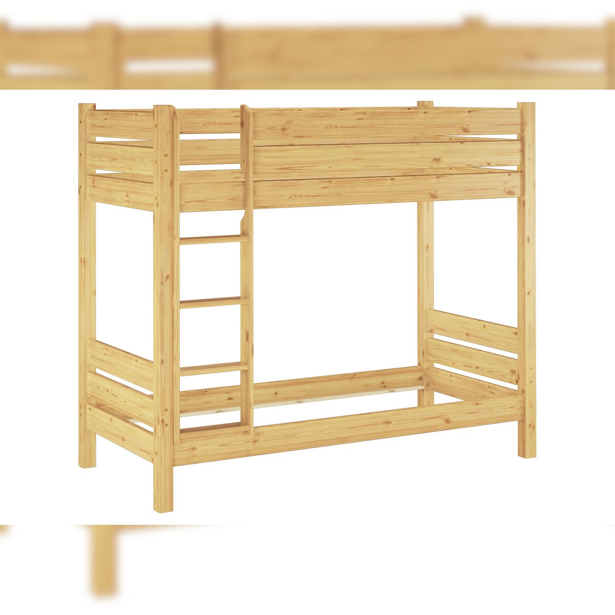 Erst-Holz Etagenbett Kiefer-Massivholz 100x200 Stockbett teilbar ohne Rollrost Hochbett 60.16-10T100oR Image