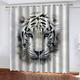 ZCFGG Curtains Blackout White tiger Insulated Pencil Pleat Eyelet Curtains Pleated Printed Curtains Polyester 100% Microfibre for Bedroom living room 140x250cm x 2 pcs