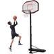 GYMAX 200-305cm Basketball Hoop and Stand, Portable Basketball Set with Wheels, Stable Base, Large Backboard, Height Adjustable Court Basketball System for Outdoor Indoor