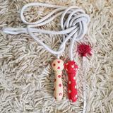 Disney Toys | 3/$20 Cute Wood Handle Jump Rope Polka Dot Toy | Color: Cream/Red | Size: Osg